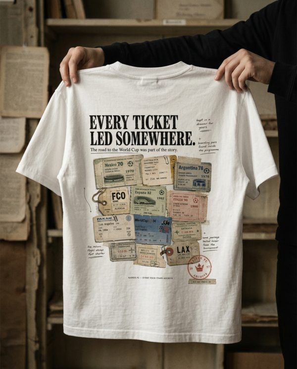 Every Ticket Led Somewhere — Vintage World Cup Travel T-Shirt