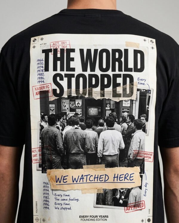magnific_extreme-closeup-apparel-p_435yOeS9Aa The World Stopped T-Shirt | Every Four Years Collection | Football Culture Archive Tee | World Cup Inspired Graphic Shirt | Kaiser FC Archive No. 001