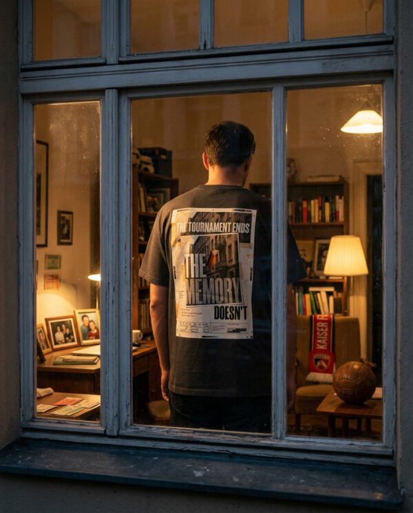 magnific_ultrarealistic-football-a_5xBwE8sKxe The Tournament Ends, The Memory Doesn't T-Shirt | Germany 1990 Archive Tee | Football Culture Shirt | Kaiser FC Archive No. 011