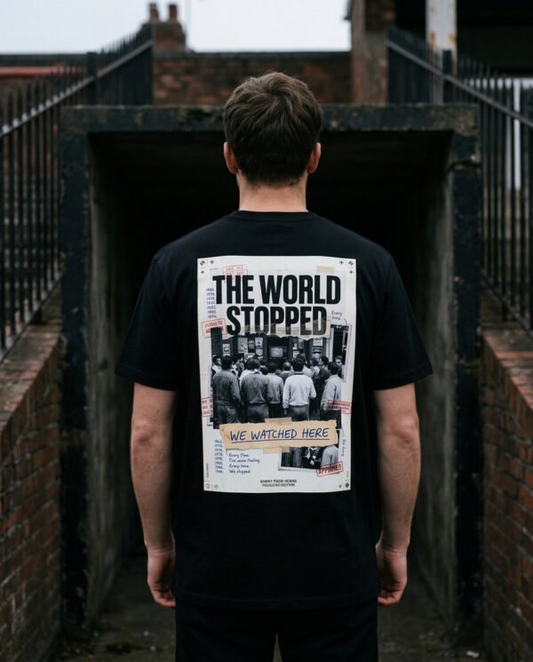 magnific_ultrarealistic-football-c_e86DMCHdqL The World Stopped T-Shirt | Every Four Years Collection | Football Culture Archive Tee | World Cup Inspired Graphic Shirt | Kaiser FC Archive No. 001