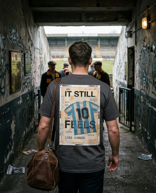 magnific_ultrarealistic-football-c_jSh9ooWLD0 It Still Feels Like Summer T-Shirt | Argentina 1986 Archive Tee | Vintage World Cup Shirt | Football Culture T-Shirt | Kaiser FC Archive No. 010C