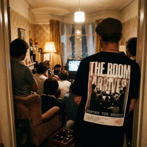 magnific_use-img1-as-exact-front-s_swvkZCCl8e The Room Arrives Before The Result T-Shirt | World Cup Archive Tee | Kaiser FC Archive No. 009