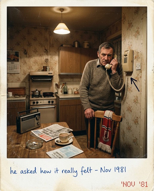 An absent friend receiving the match from home by phone