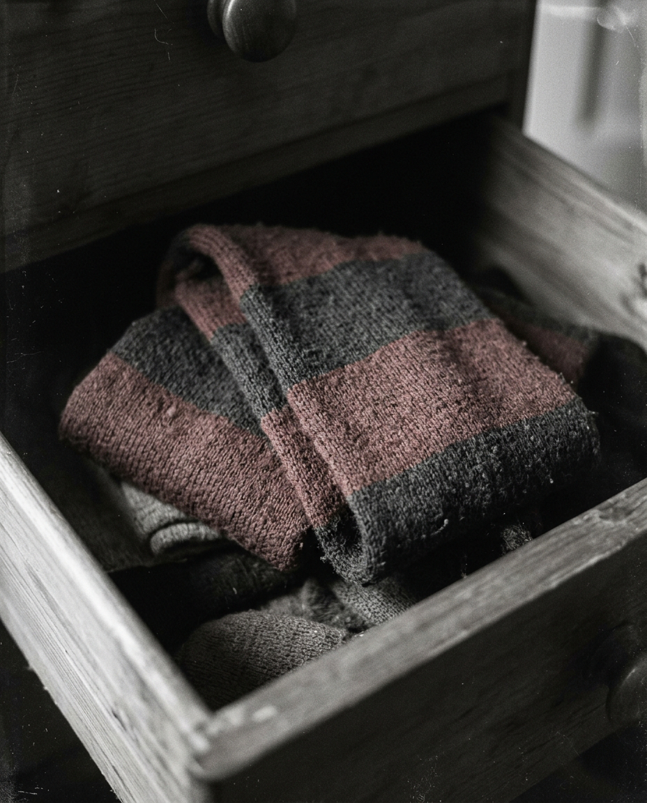 An old club scarf folded away in a drawer