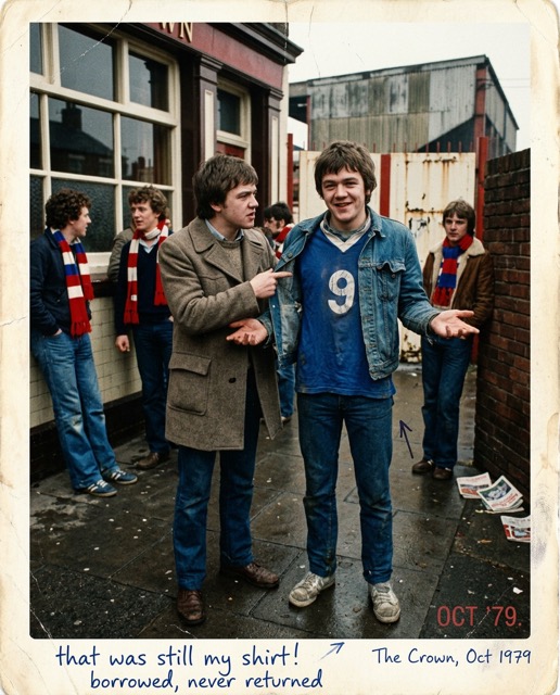 A borrowed football shirt worn as part of another man's routine