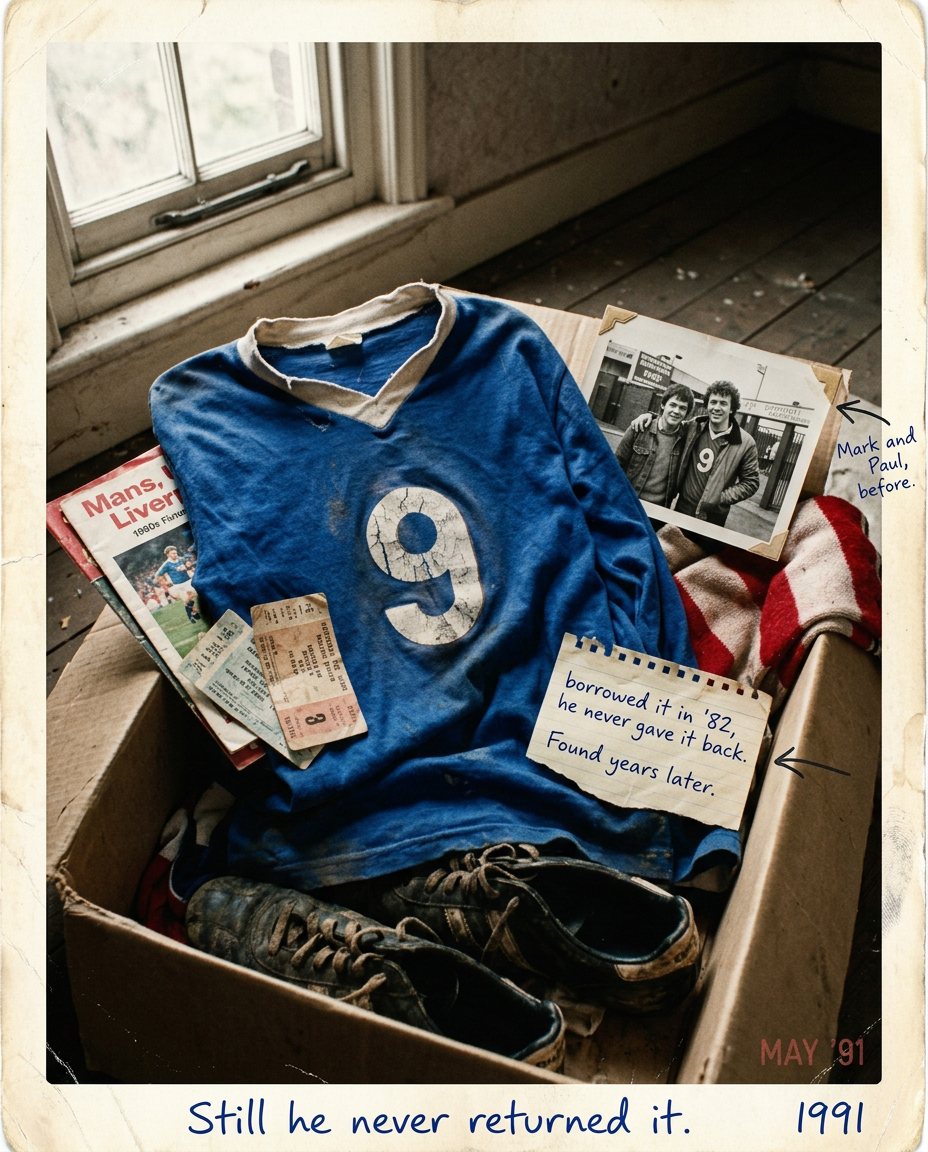 An old football shirt found years later in a drawer