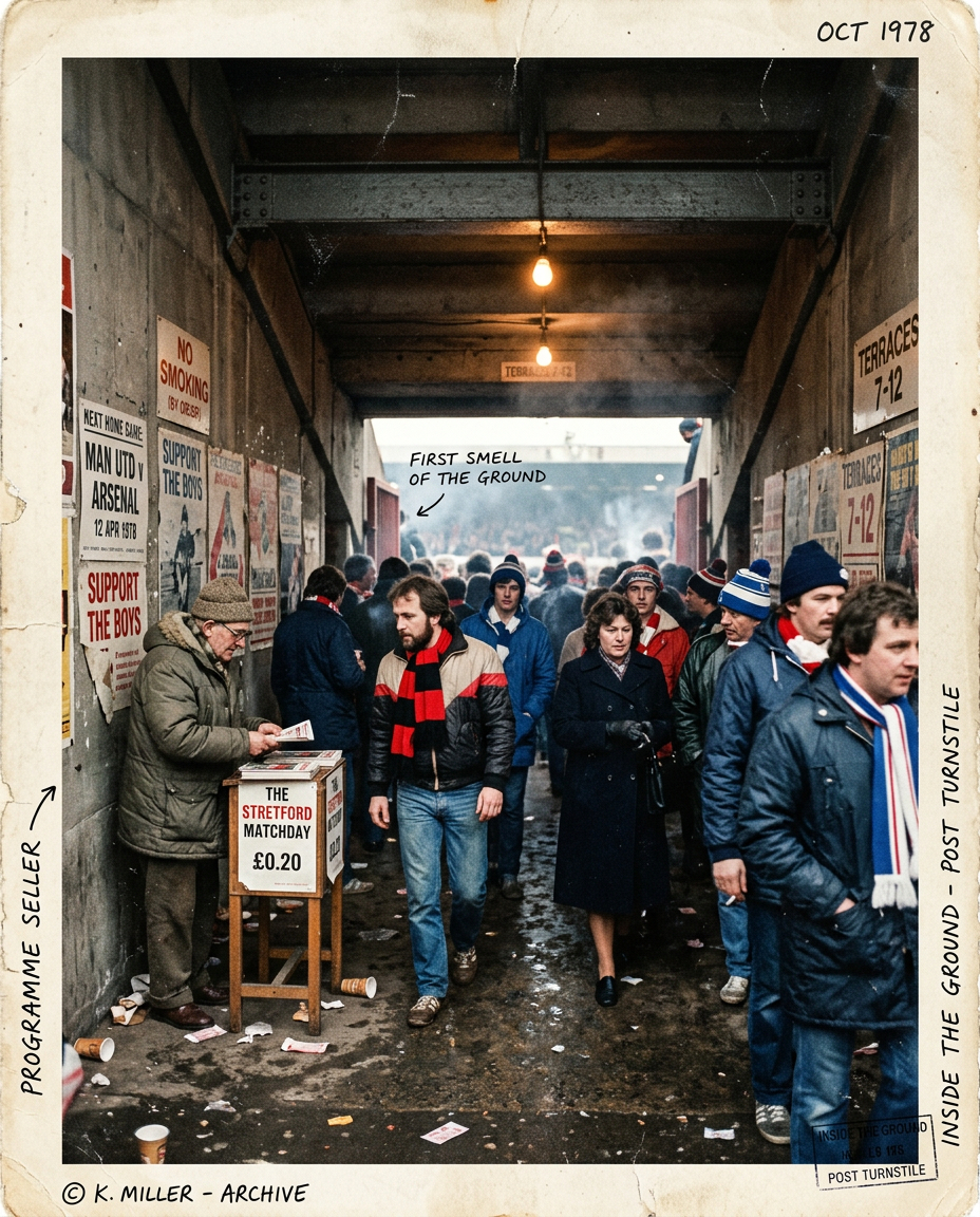 Stepping through the turnstile into the ground